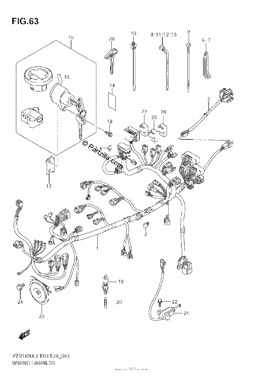 Diagrama de WIRING HARNESS VZR1800Z L2 E03