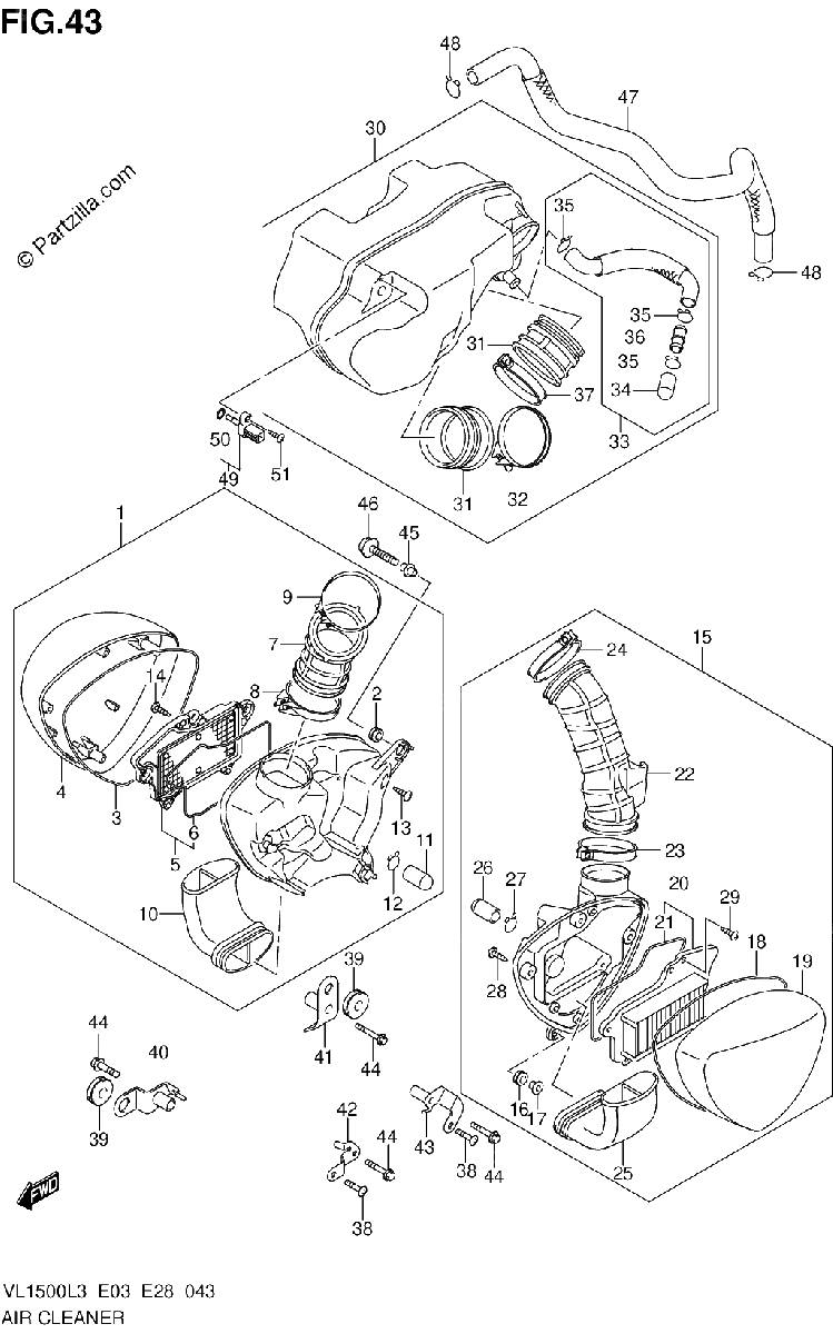 Diagrama de AIR CLEANER VL1500L3 E28