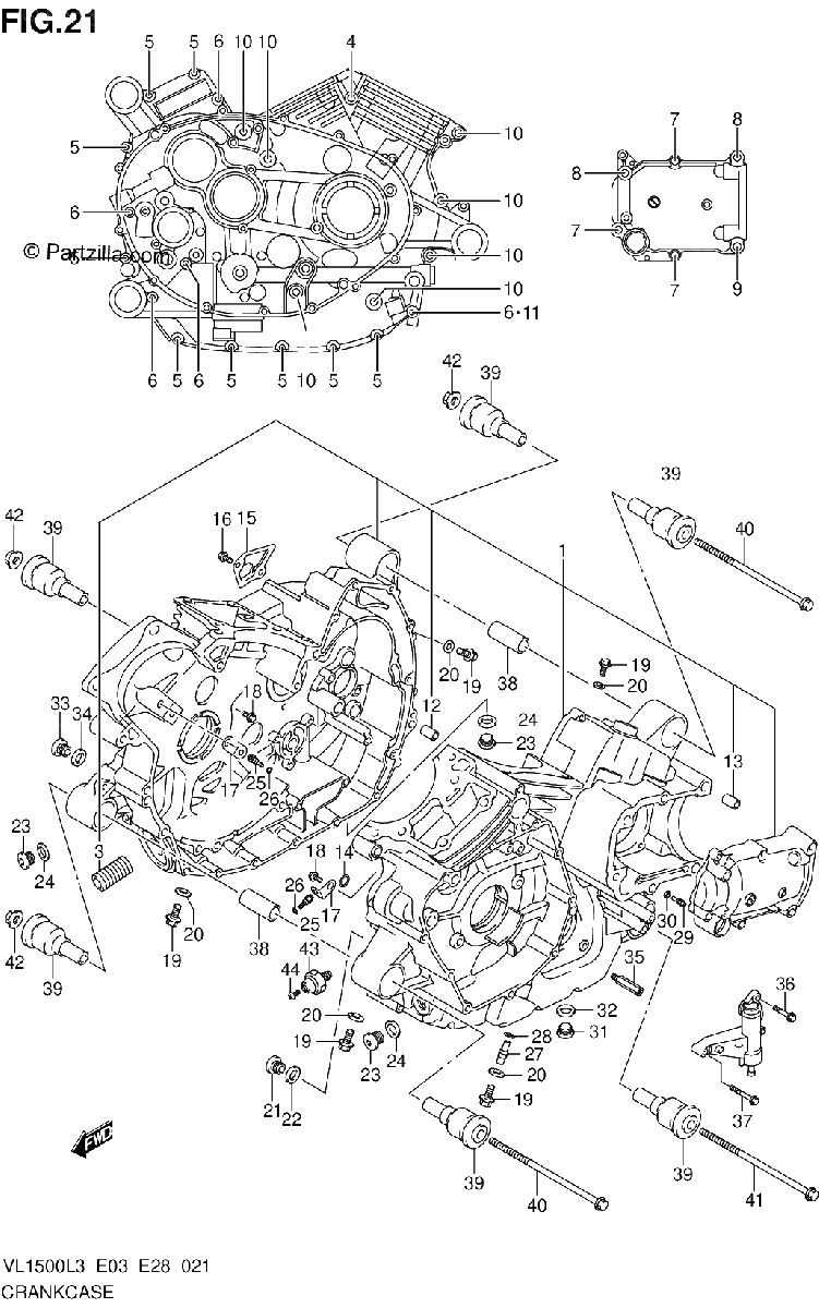 Diagrama de CRANKCASE VL1500L3 E28