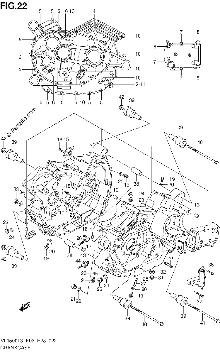 Diagrama de CRANKCASE VL1500L3 E33