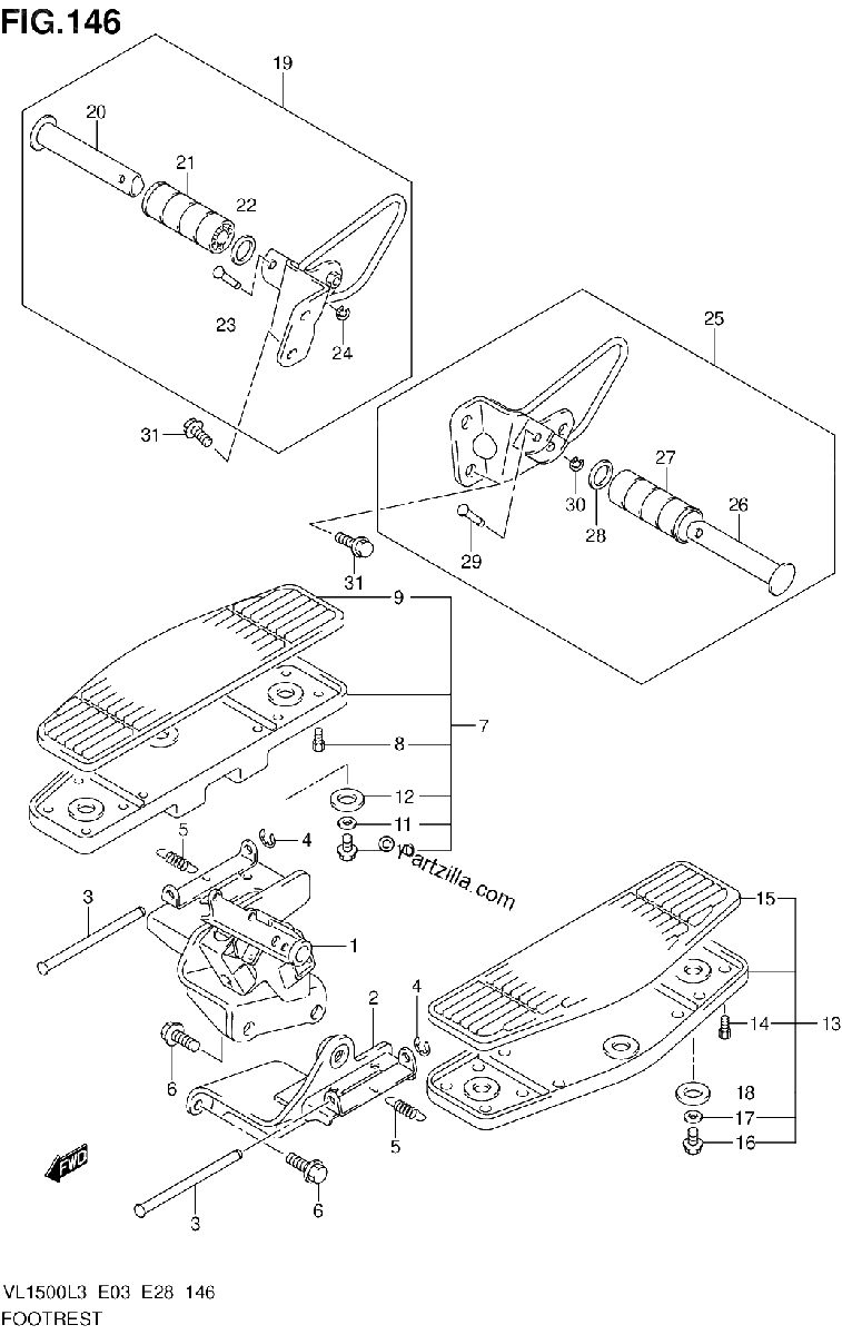 Diagrama de FOOTREST VL1500L3 E03
