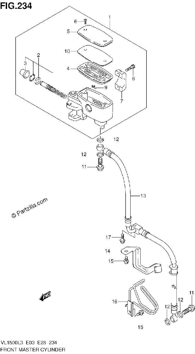Diagrama de FRONT MASTER CYLINDER VL1500L3 E03