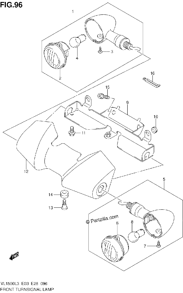 Diagrama de FRONT TURNSIGNAL LAMP VL1500L3 E03