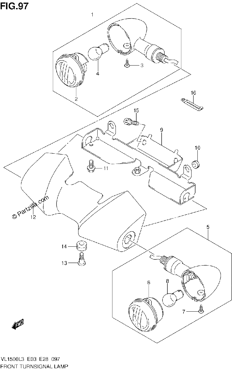 Diagrama de FRONT TURNSIGNAL LAMP VL1500L3 E28