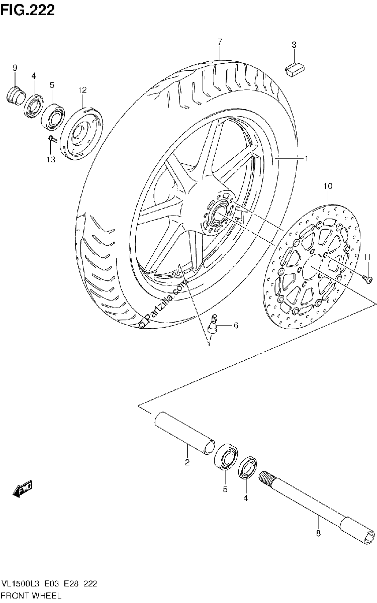 Diagrama de FRONT WHEEL VL1500L3 E03