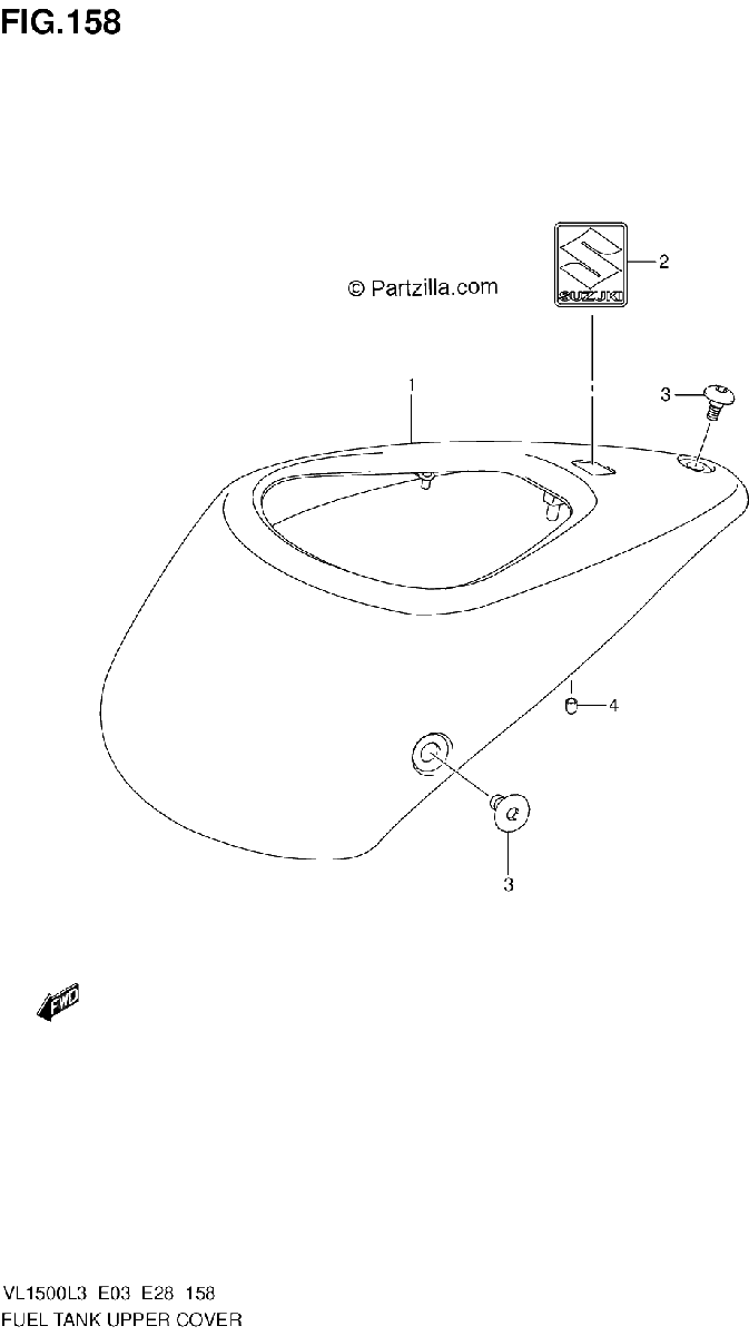 Diagrama de FUEL TANK UPPER COVER VL1500L3 E03