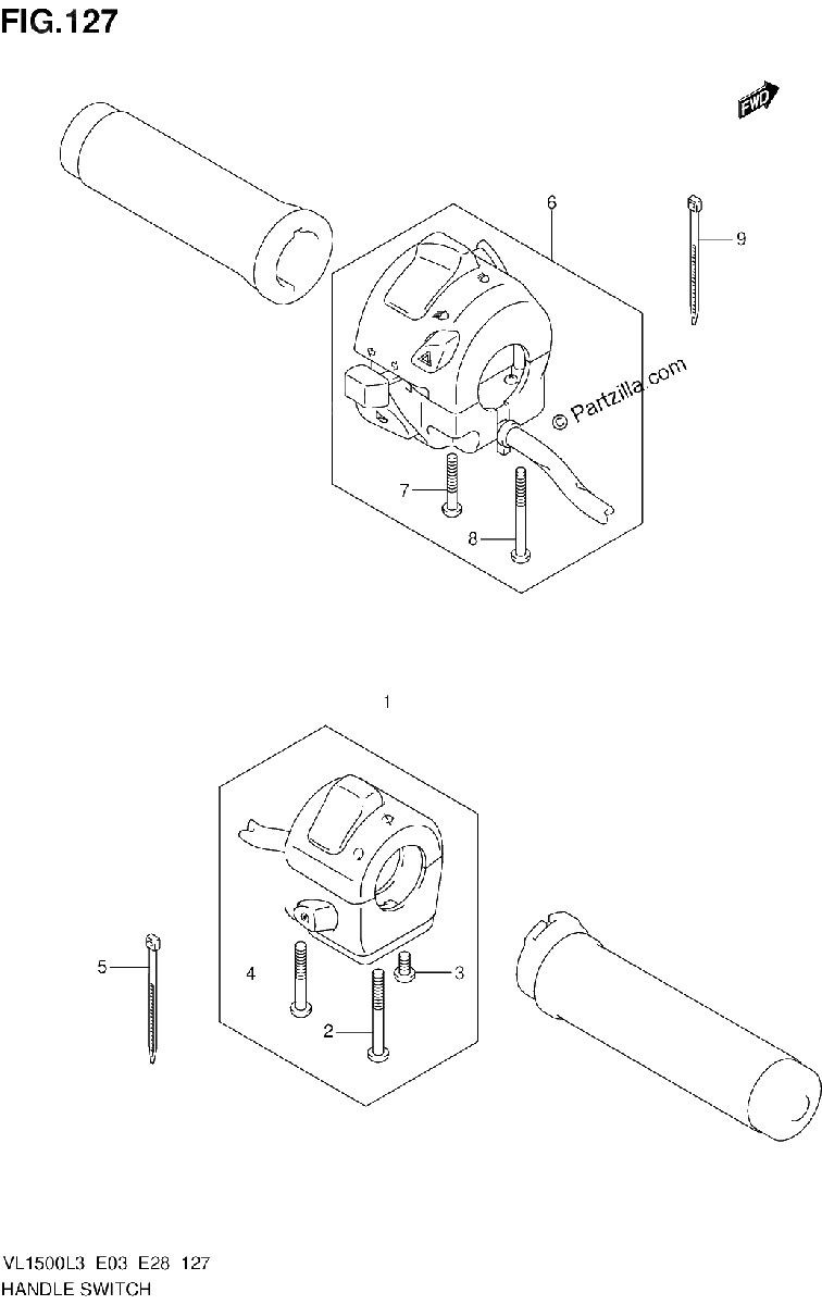 Diagrama de HANDLE SWITCH VL1500L3 E28