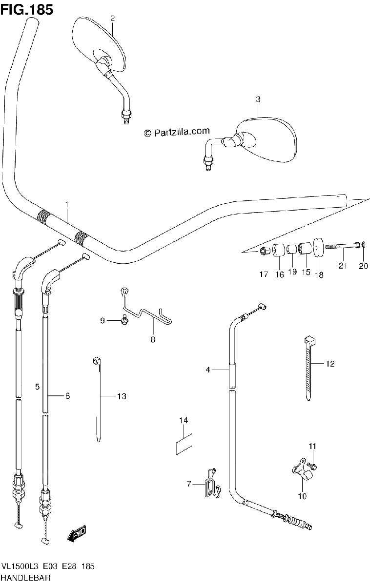 Diagrama de HANDLEBAR VL1500L3 E03