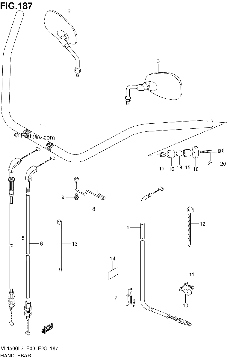 Diagrama de HANDLEBAR VL1500L3 E33