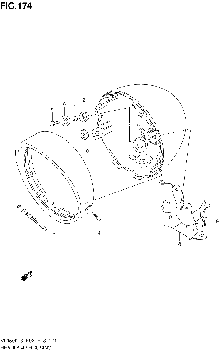 Diagrama de HEADLAMP HOUSING VL1500L3 E28