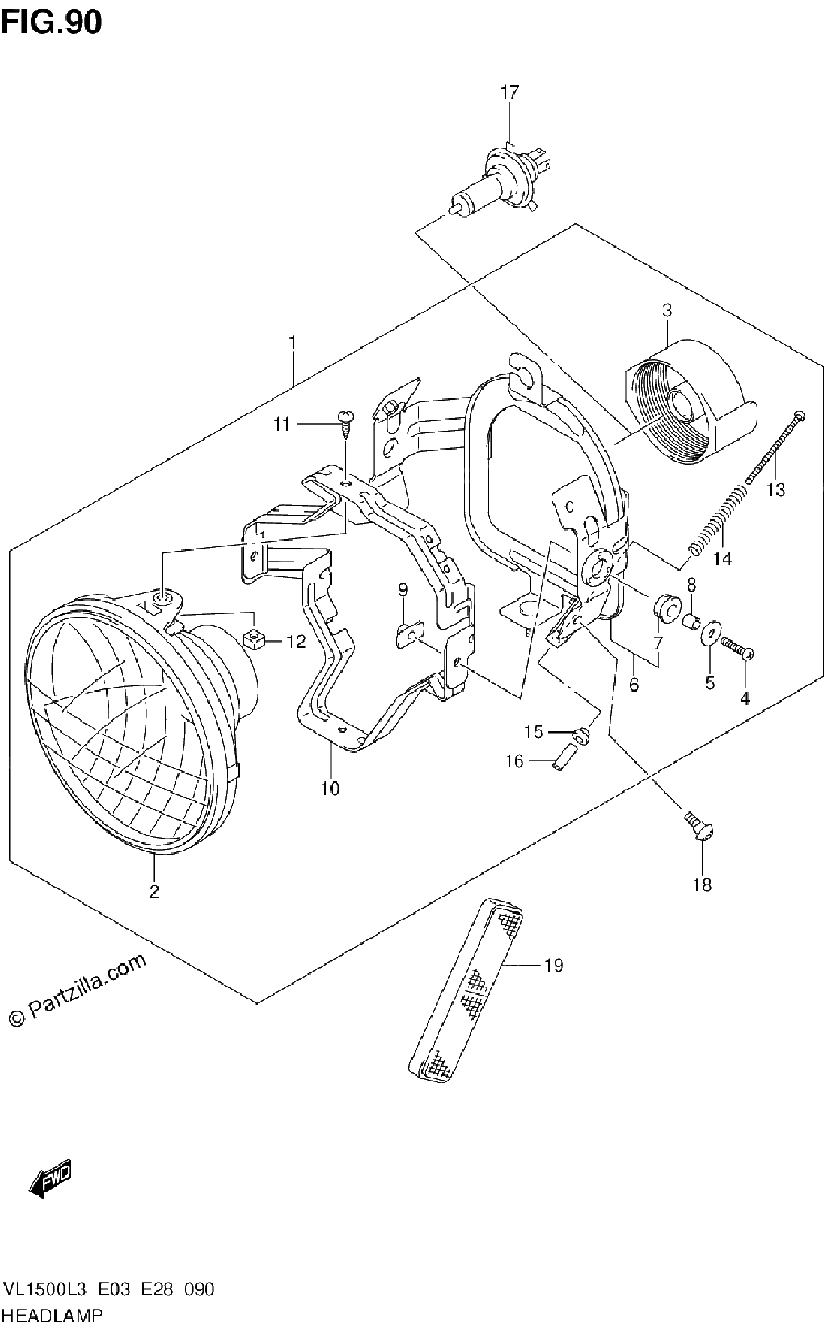 Diagrama de HEADLAMP VL1500L3 E03