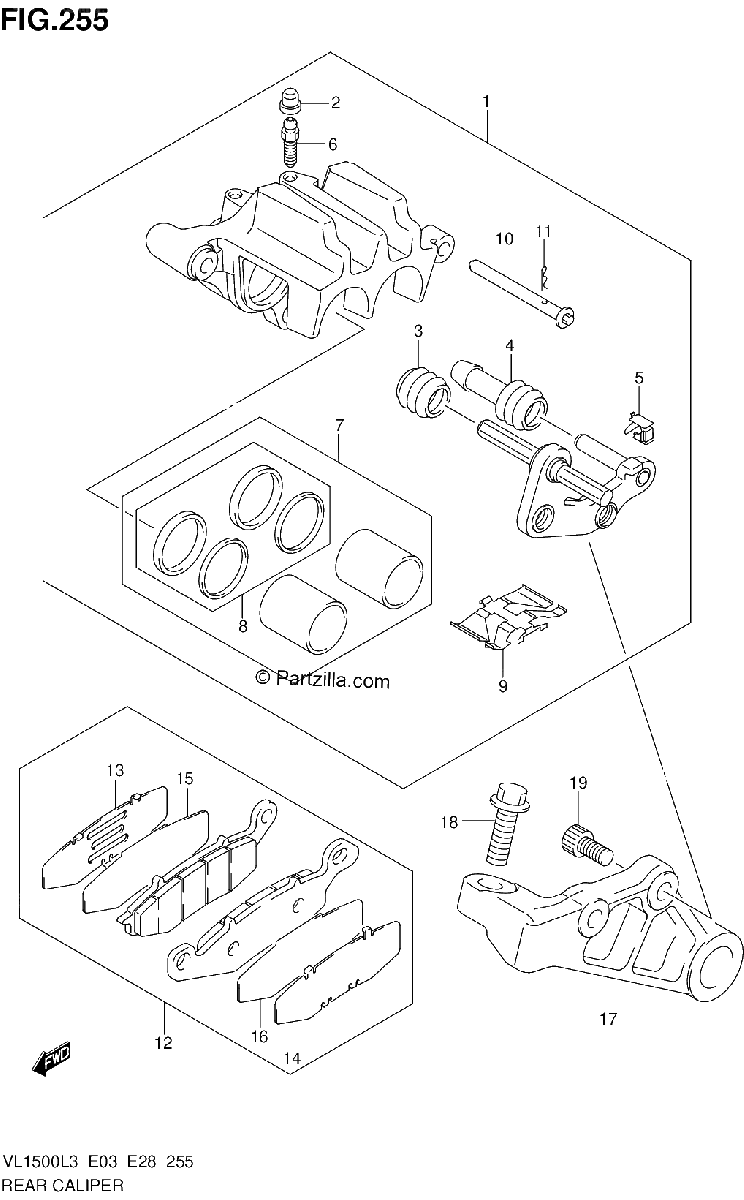 Diagrama de REAR CALIPER VL1500L3 E33