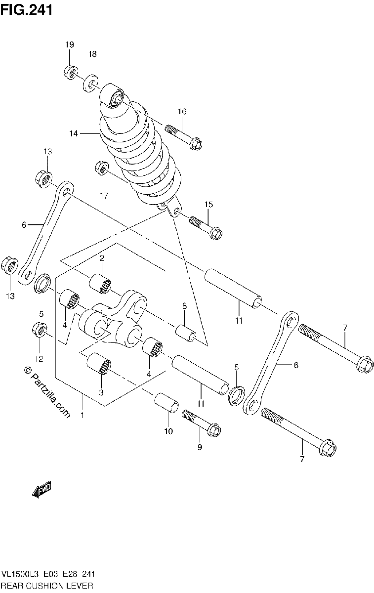 Diagrama de REAR CUSHION LEVER VL1500L3 E03