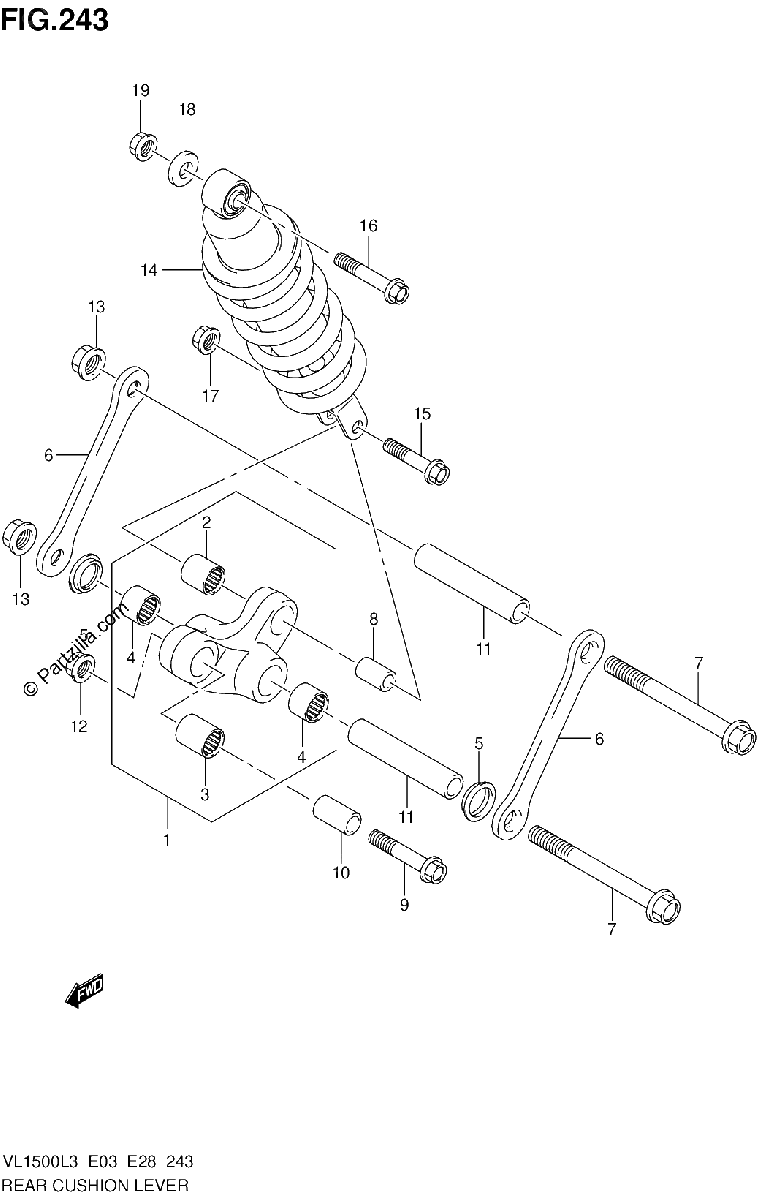 Diagrama de REAR CUSHION LEVER VL1500L3 E33