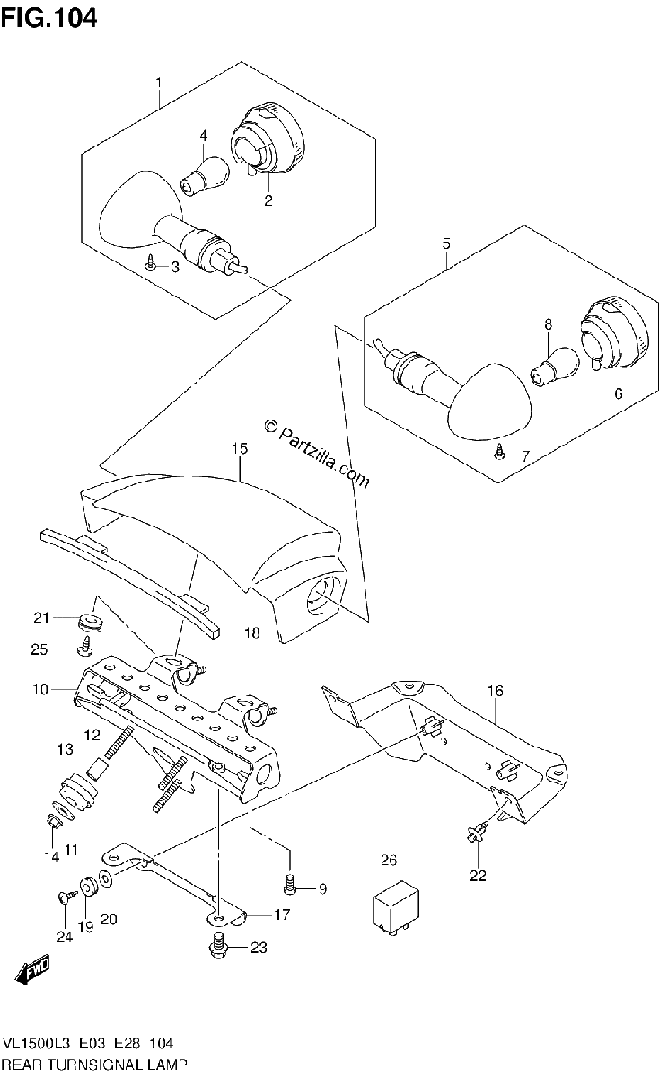 Diagrama de REAR TURNSIGNAL LAMP VL1500L3 E33