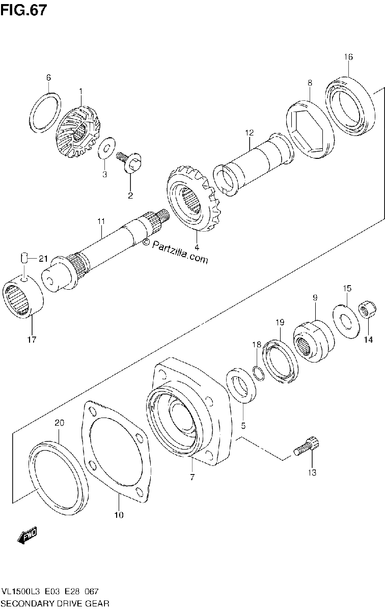 Diagrama de SECONDARY DRIVE GEAR