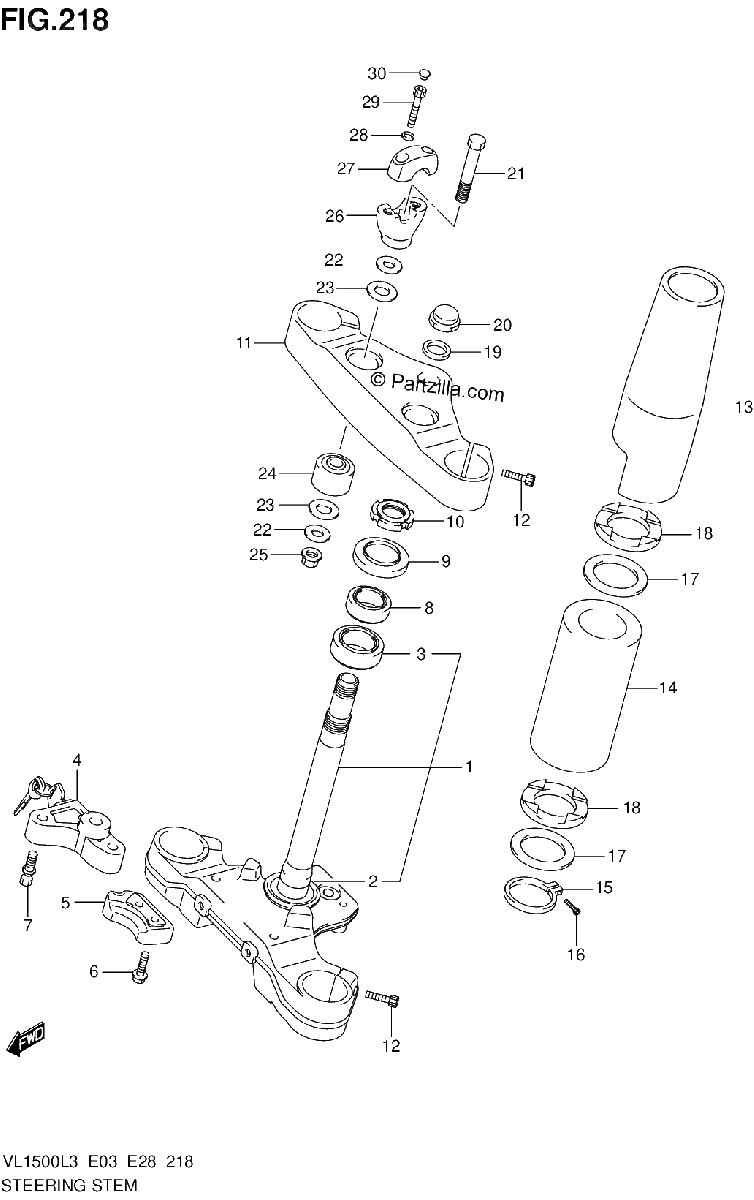 Diagrama de STEERING STEM VL1500L3 E33