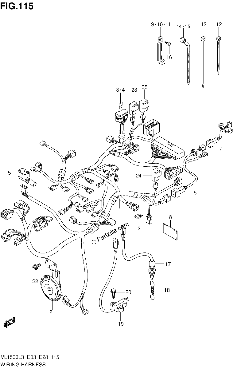Diagrama de WIRING HARNESS VL1500L3 E28