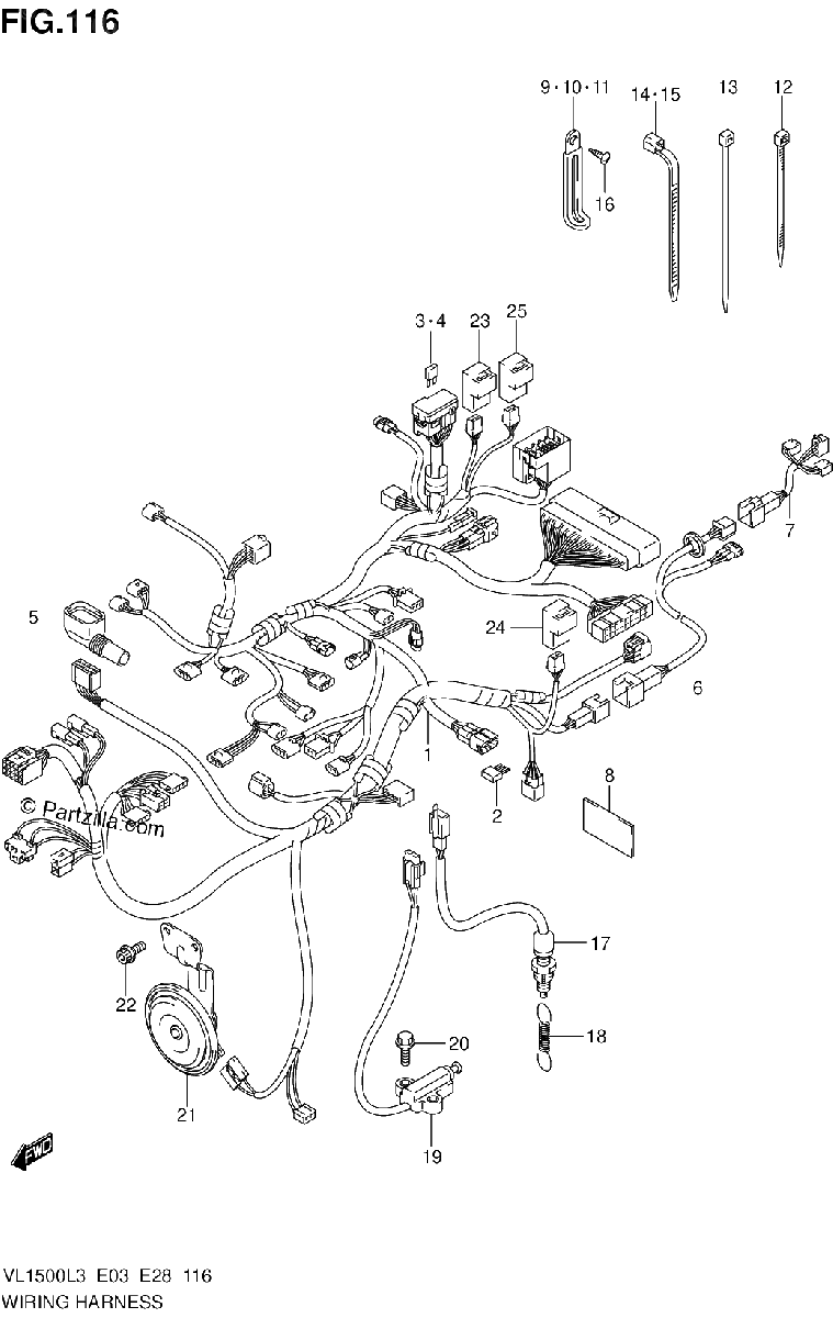 Diagrama de WIRING HARNESS VL1500L3 E33