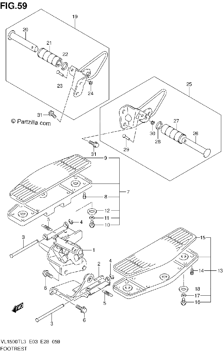 Diagrama de FOOTREST VL1500TL3 E03