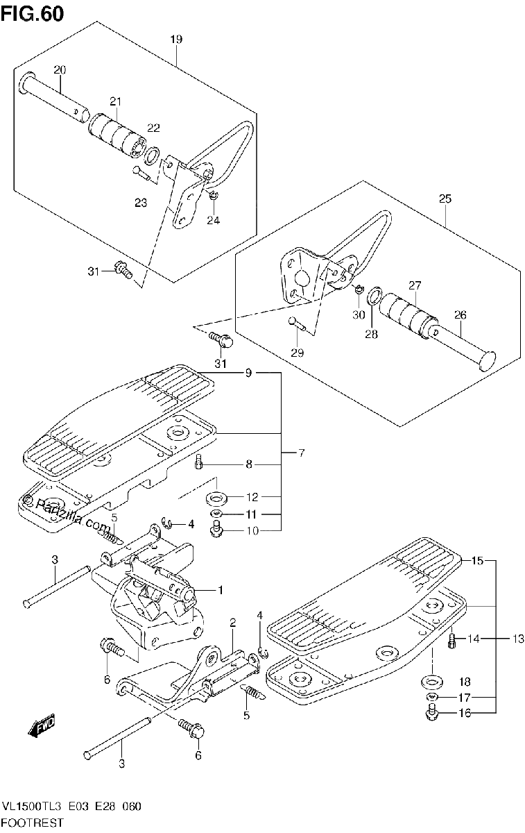 Diagrama de FOOTREST VL1500TL3 E28