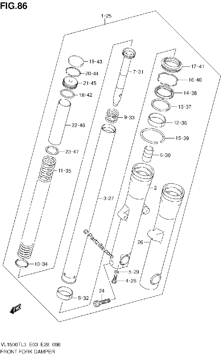 Diagrama de FRONT FORK DAMPER