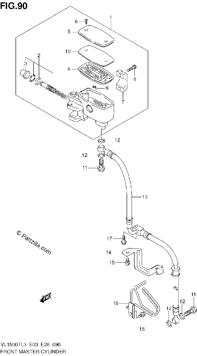 Diagrama de FRONT MASTER CYLINDER