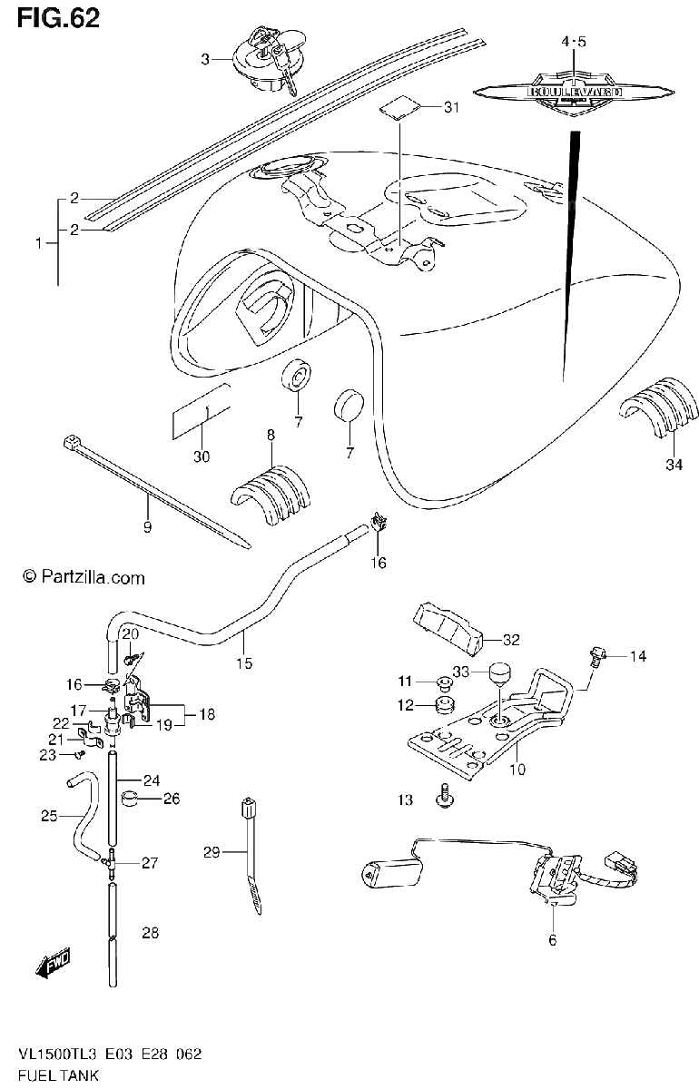 Diagrama de FUEL TANK VL1500TL3 E03