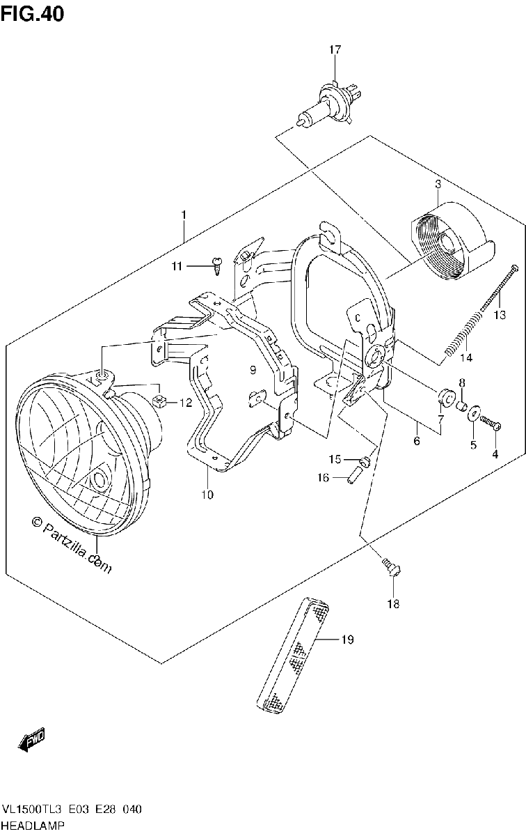 Diagrama de HEADLAMP VL1500TL3 E03