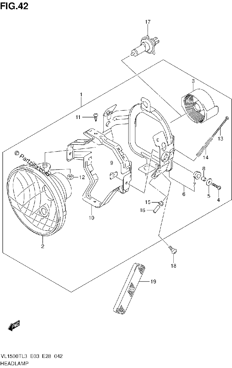 Diagrama de HEADLAMP VL1500TL3 E33