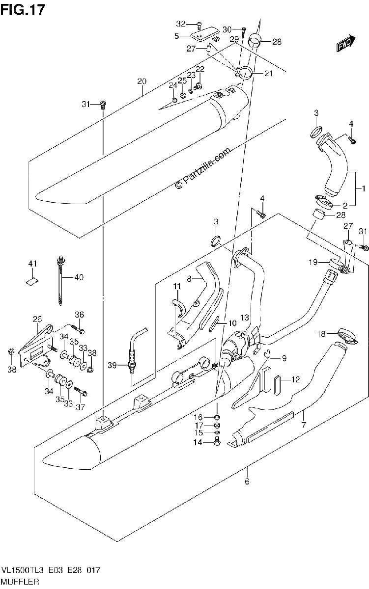 Diagrama de MUFFLER VL1500TL3 E33