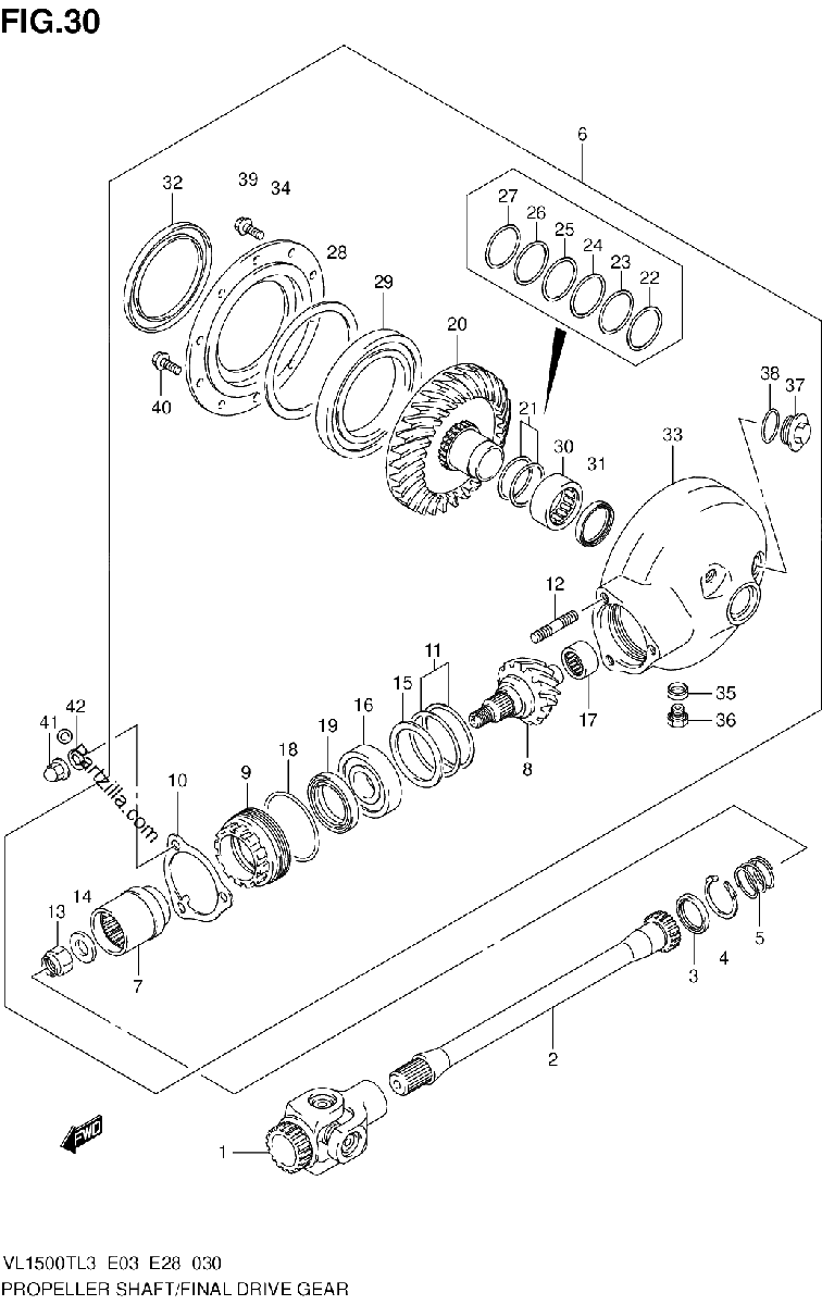 Diagrama de PROPELLER SHAFT FINAL DRIVE GEAR