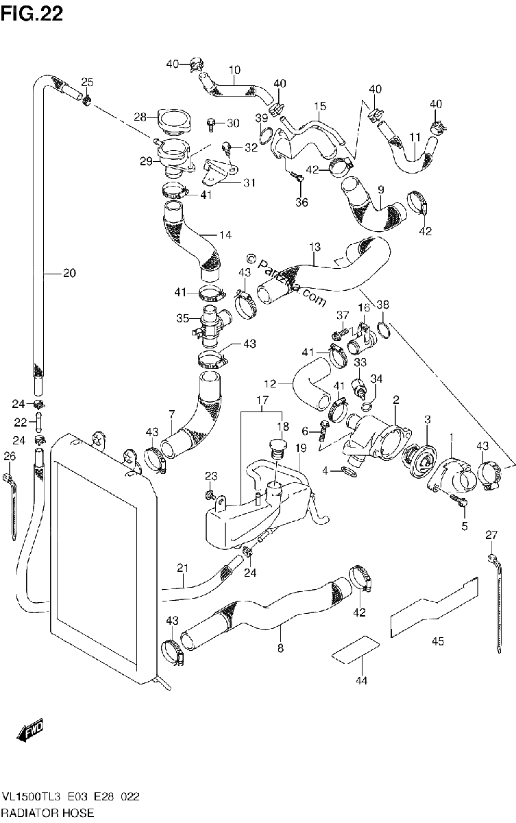 Diagrama de RADIATOR HOSE VL1500TL3 E03
