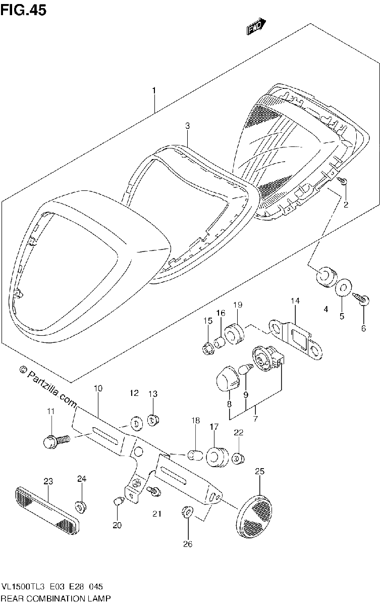 Diagrama de REAR COMBINATION LAMP VL1500TL3 E03
