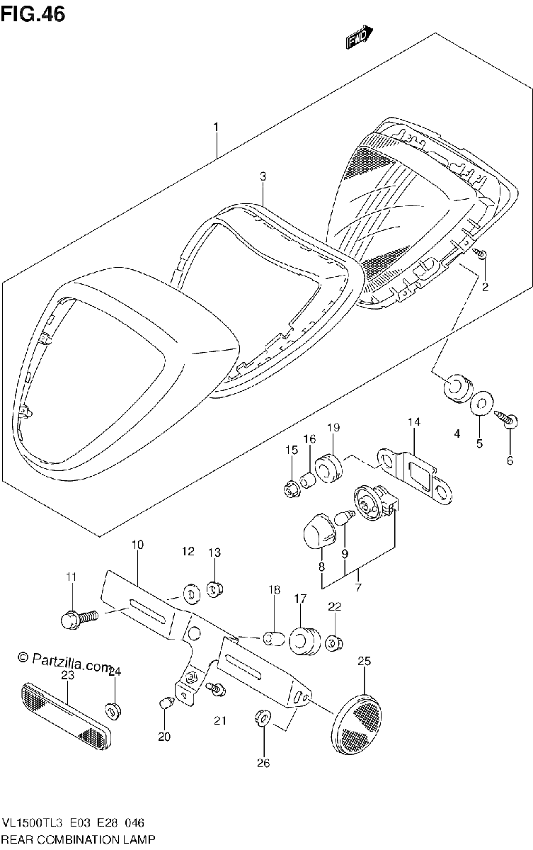 Diagrama de REAR COMBINATION LAMP VL1500TL3 E28