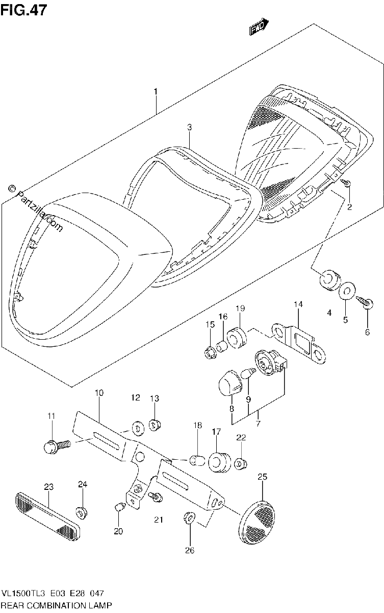Diagrama de REAR COMBINATION LAMP VL1500TL3 E33