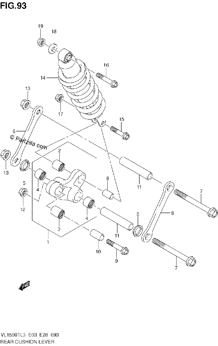 Diagrama de REAR CUSHION LEVER VL1500TL3 E28
