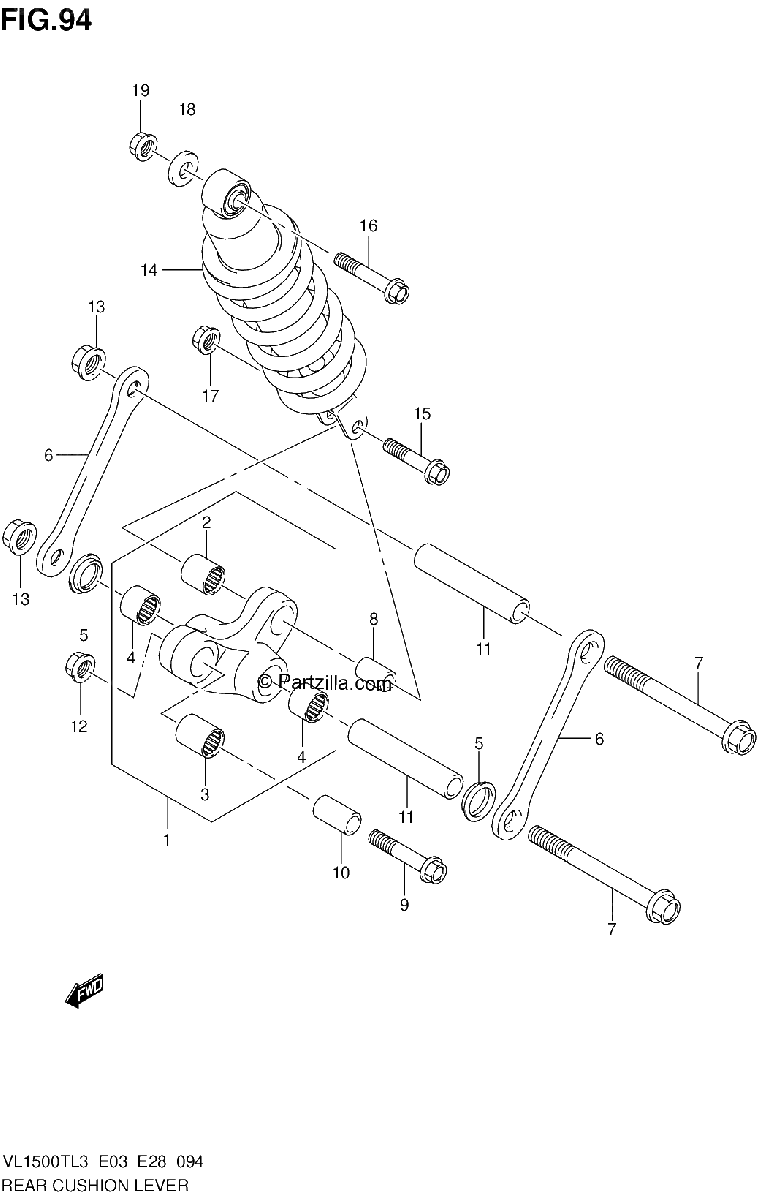 Diagrama de REAR CUSHION LEVER VL1500TL3 E33
