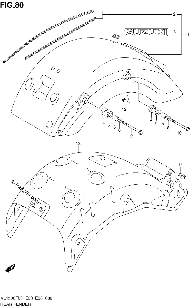 Diagrama de REAR FENDER