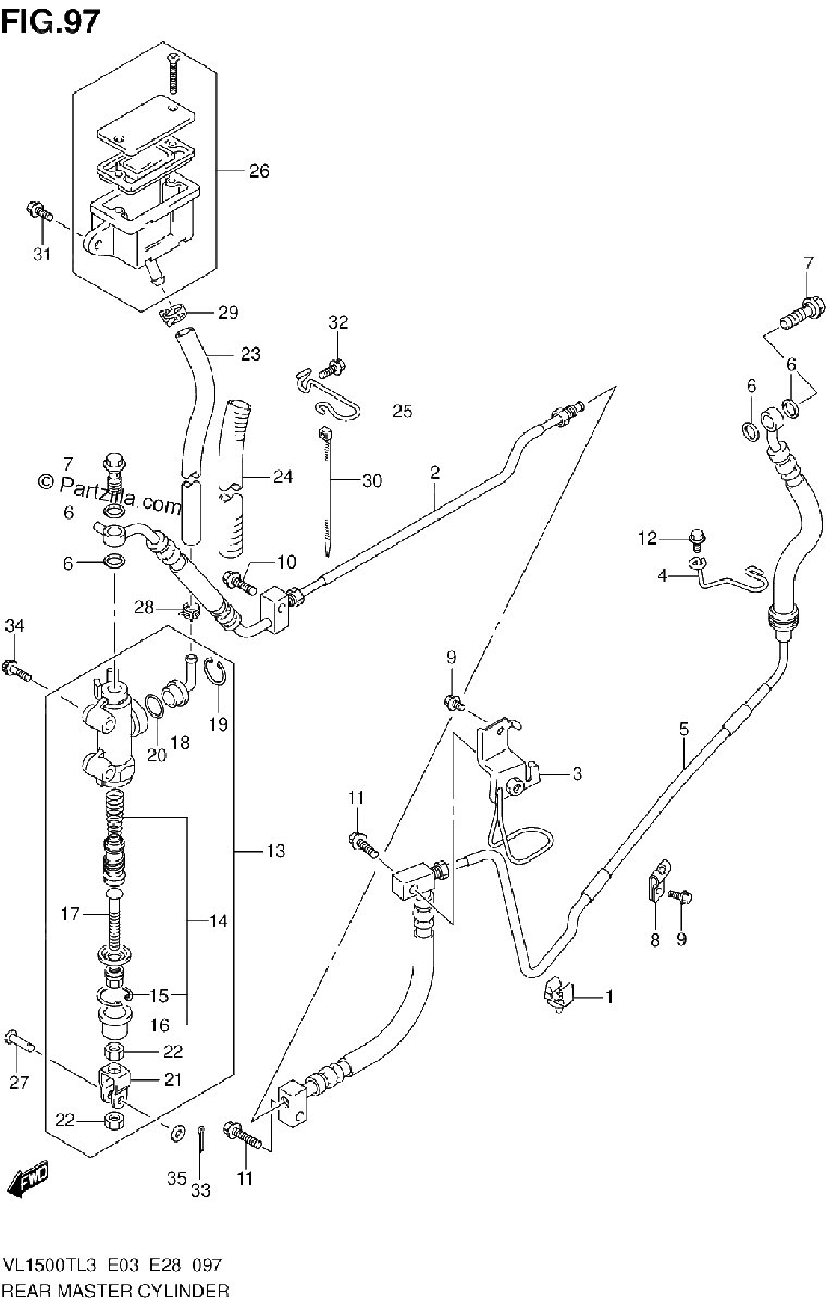 Diagrama de REAR MASTER CYLINDER