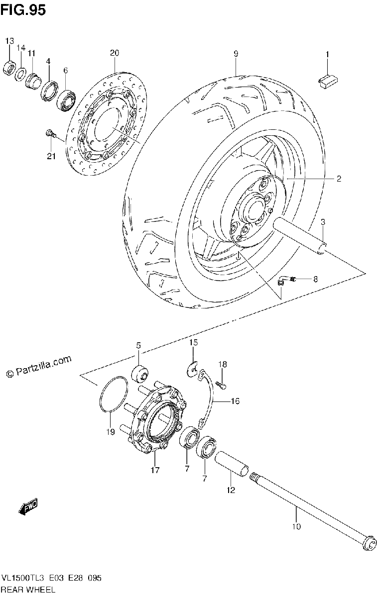 Diagrama de REAR WHEEL