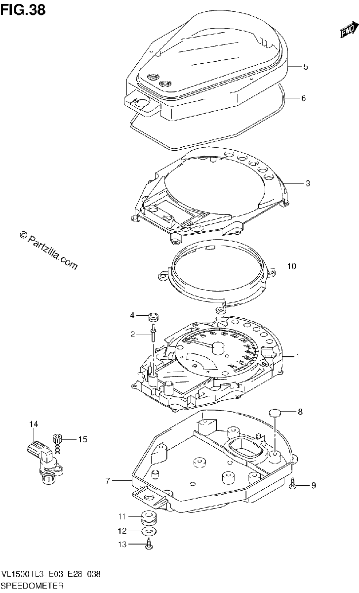 Diagrama de SPEEDOMETER VL1500TL3 E28