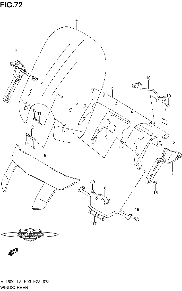 Diagrama de WINDSCREEN VL1500TL3 E03