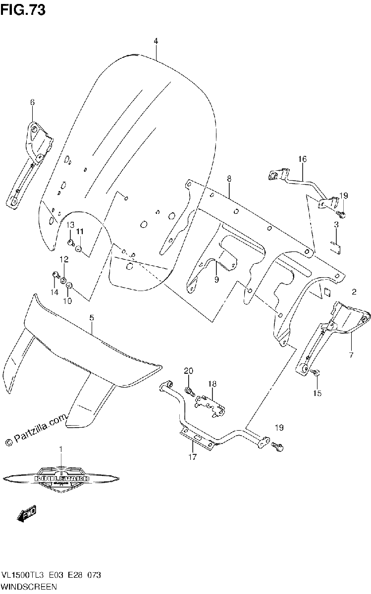 Diagrama de WINDSCREEN VL1500TL3 E28