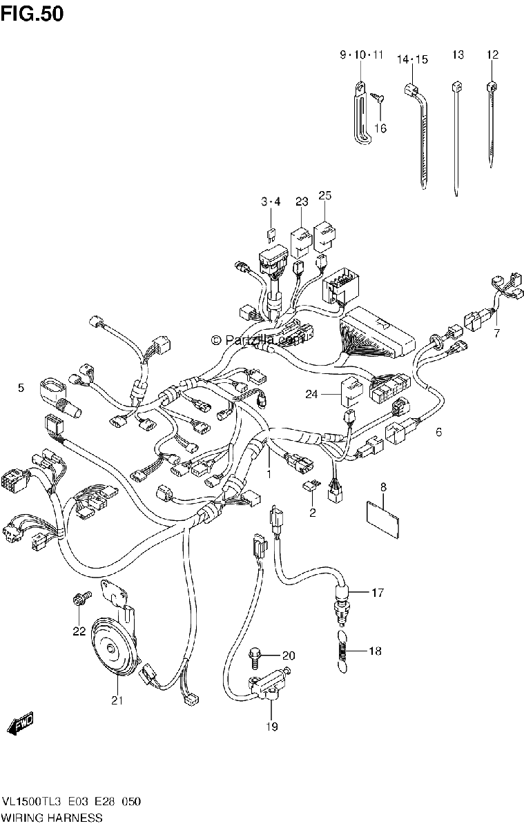 Diagrama de WIRING HARNESS VL1500TL3 E33