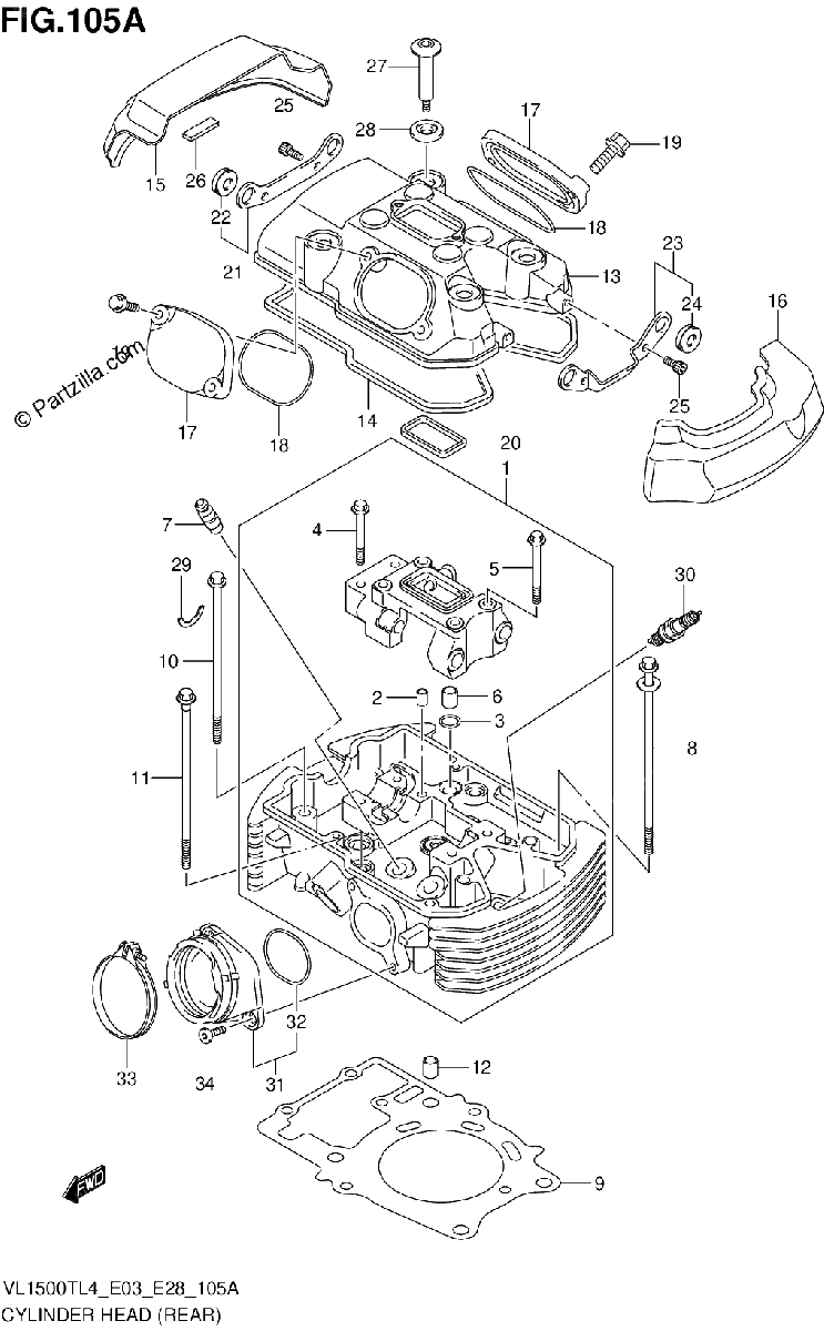 Diagrama de CYLINDER HEAD REAR
