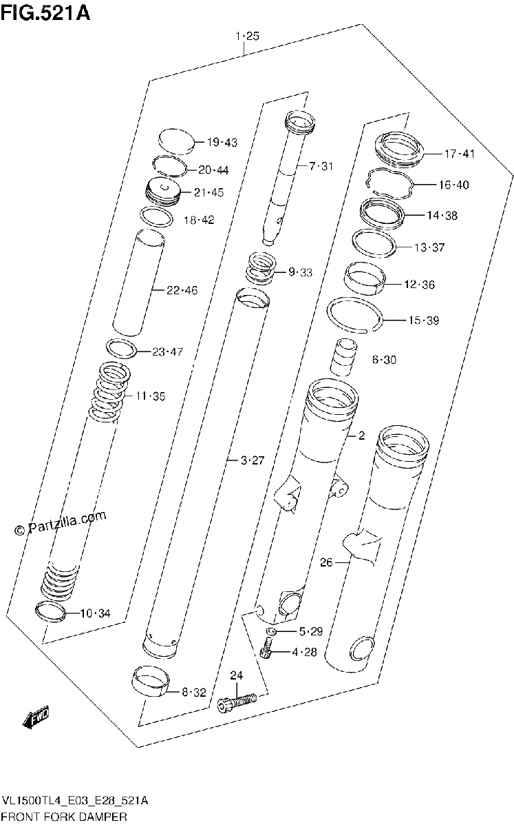 Diagrama de FRONT FORK DAMPER
