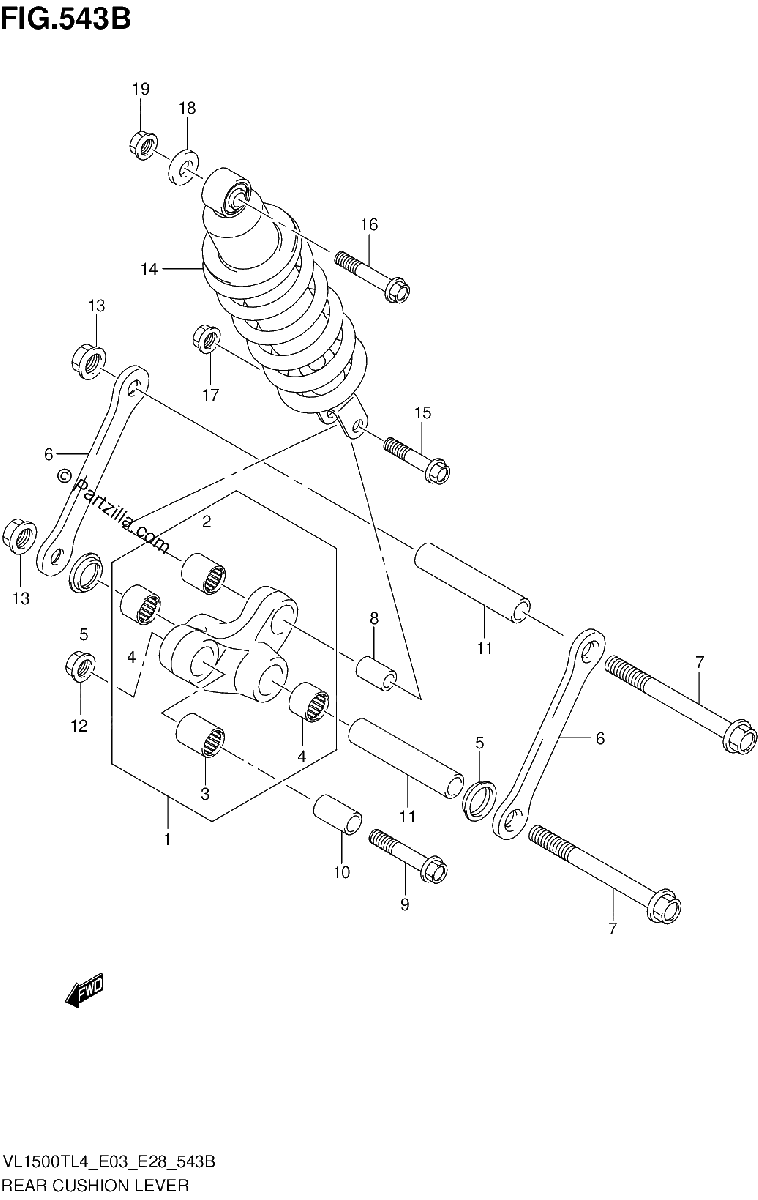 Diagrama de REAR CUSHION LEVER VL1500TL4 E28