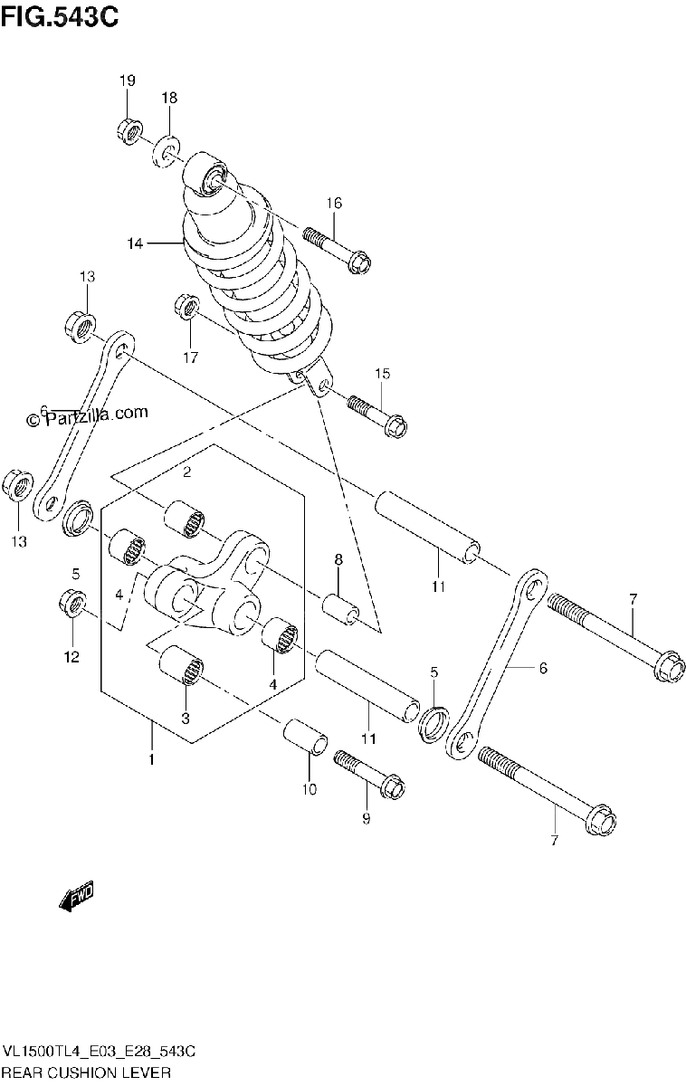 Diagrama de REAR CUSHION LEVER VL1500TL4 E33