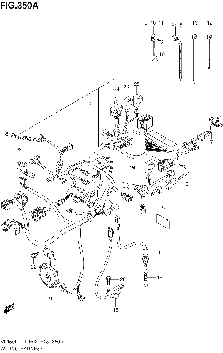 Diagrama de WIRING HARNESS VL1500TL4 E03